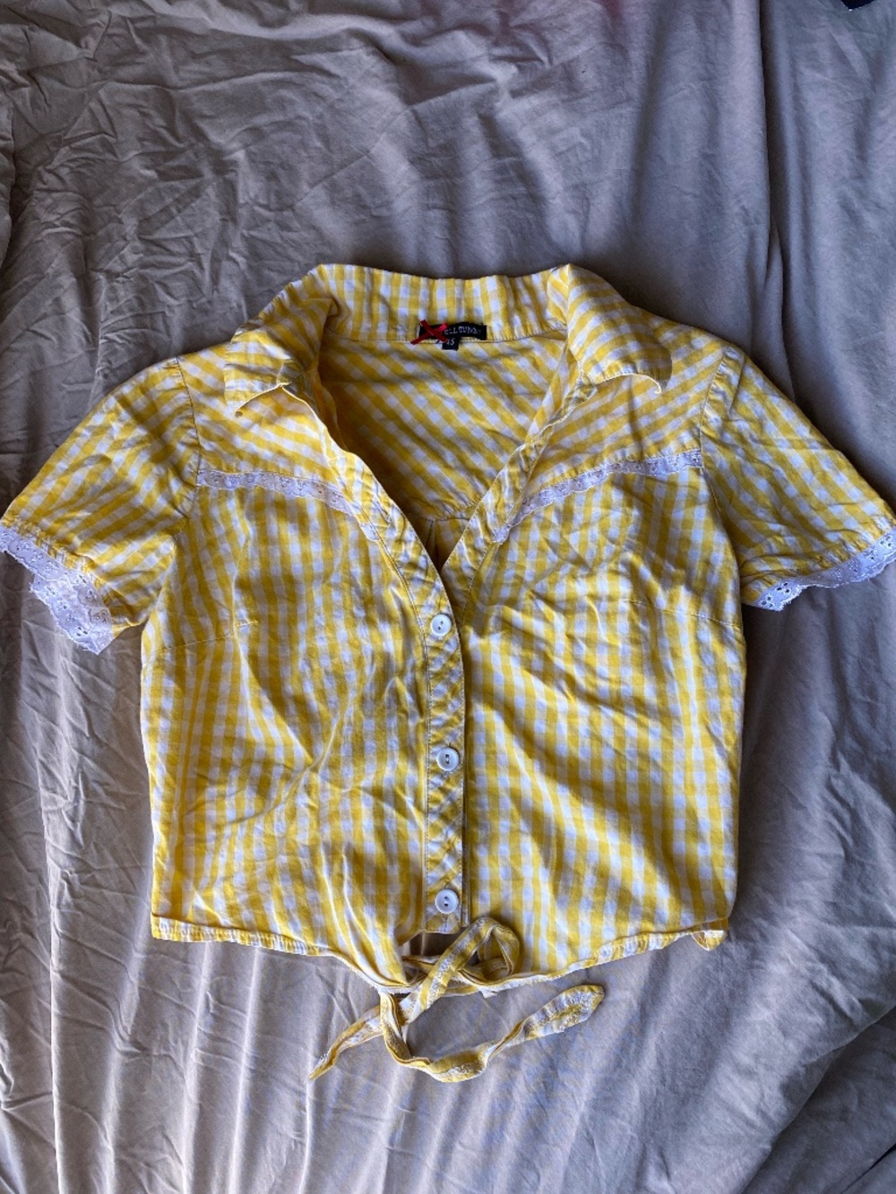 Hell Bunny Yellow Gingham Top XS